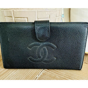 Chanel Black Caviar Leather Wallet France